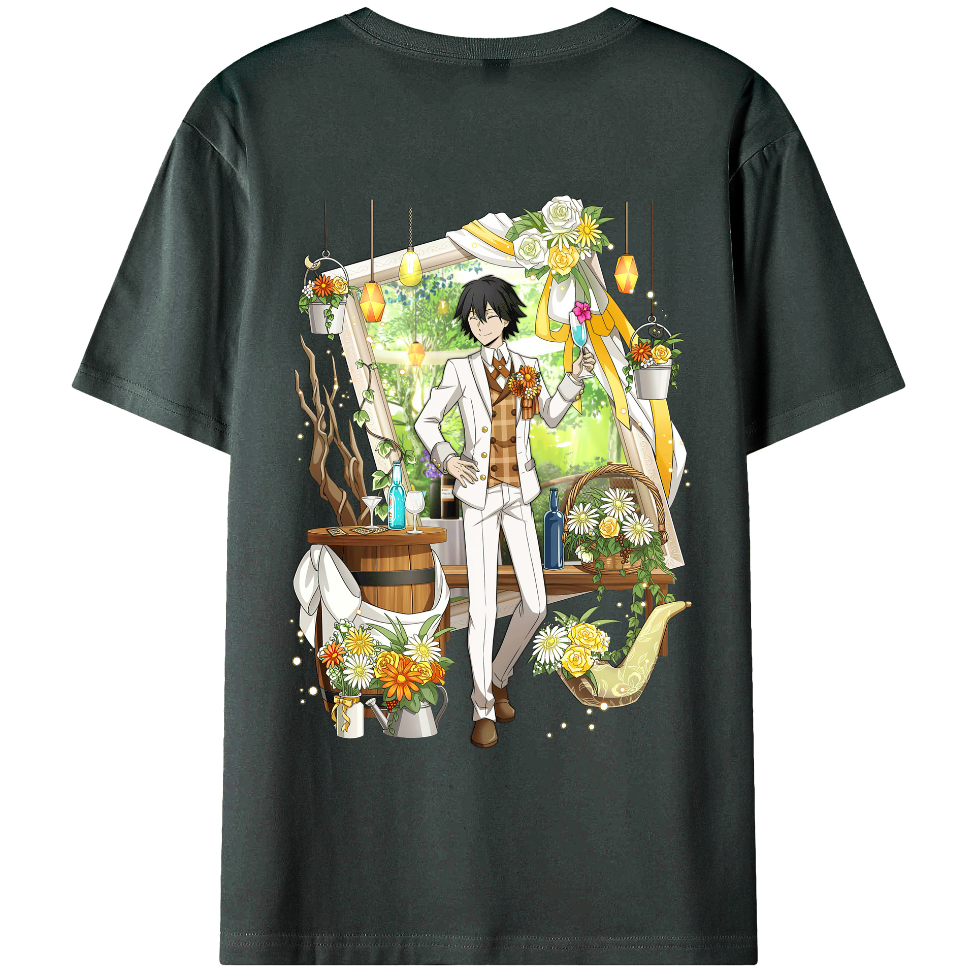 （画像用） 文豪ストレイドッグス Bungo Stray Dogs 綿100％ メンズ半袖Tシャツ（バックプリント） 通気性
